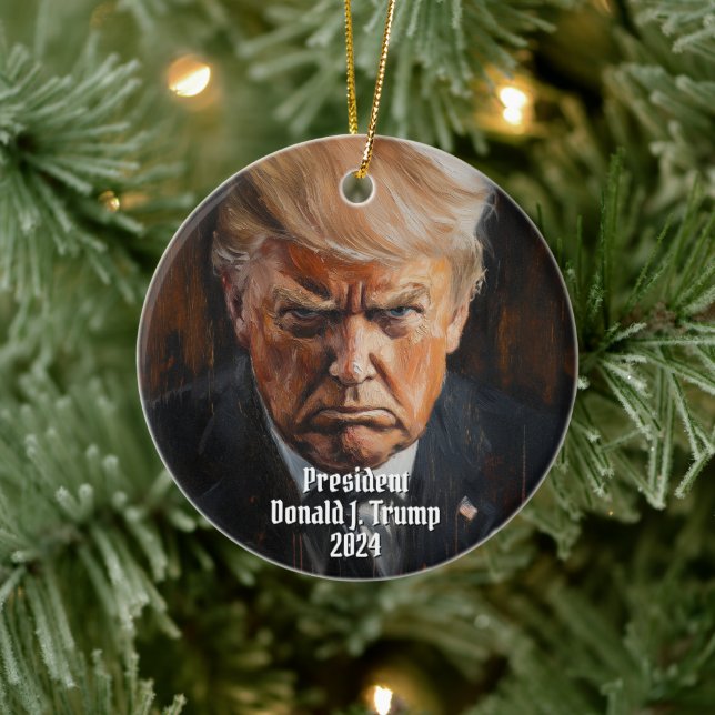 President Donald J. Trump Mug Shot Keepsake 2024 Ceramic Ornament (Tree)