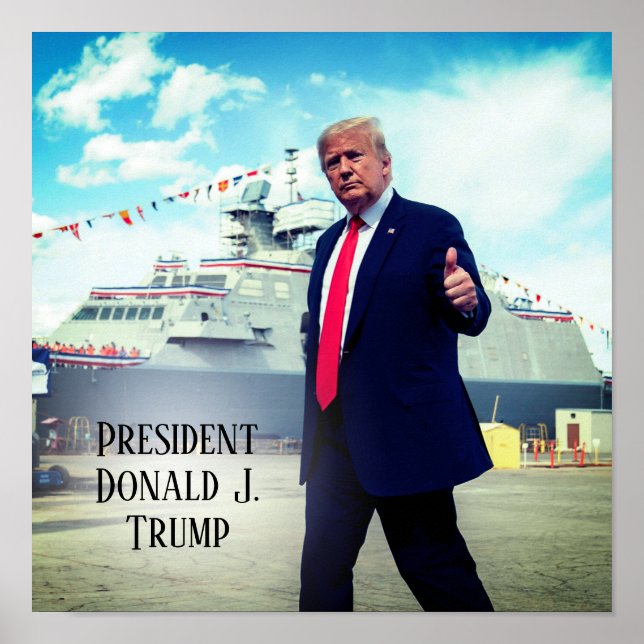 President Donald Trump 2020 Thumbs Up Naval Ship Poster (Front)