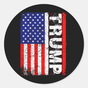 President Donald Trump 2020 Vintage Usa Flag T Shi Classic Round Sticker
