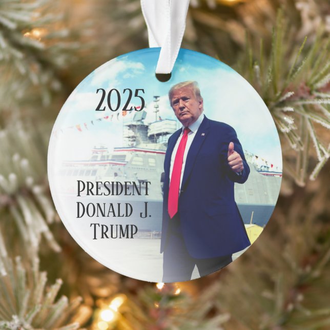 President Donald Trump 2023 Thumbs Up Naval Ship Ornament (Tree)