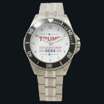 President Donald Trump 2024 Keep America Great Watch<br><div class="desc">Showcase your support with the President Donald Trump 2024 Keep America Great Watch! This distinctive timepiece features the Keep America Great slogan, celebrating patriotism and the 2024 campaign in style. Designed with high-quality materials, it combines durability with a bold, symbolic look that’s perfect for daily wear or as a keepsake....</div>