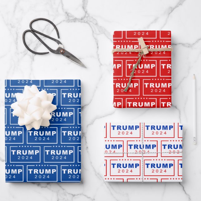 President Donald Trump 2024 Patriotic Christmas Wrapping Paper Sheet (Front)