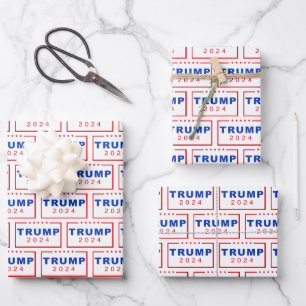 President Donald Trump 2024 Patriotic Christmas Wrapping Paper Sheet