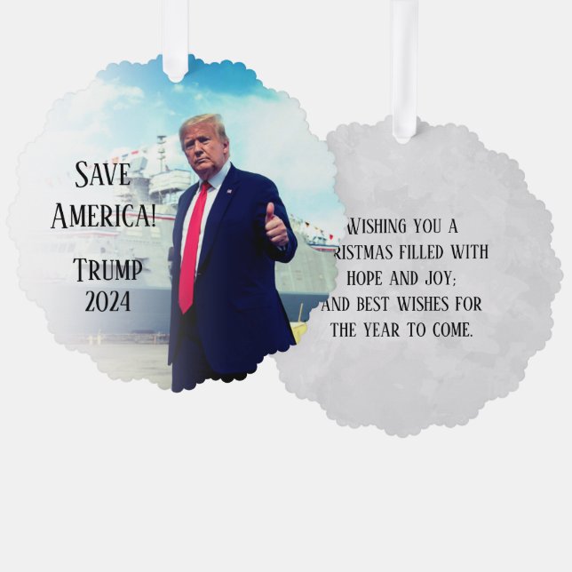 President Donald Trump 2024 Save America Ship Tree Decoration Card (Front/Back)
