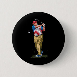 President Donald Trump 2025 Golf Us American Flag 6 Cm Round Badge