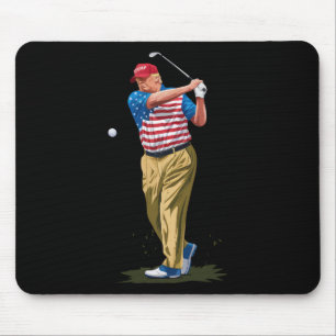 President Donald Trump 2025 Golf Us American Flag  Mouse Pad