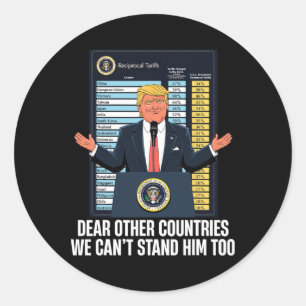 President Donald Trump 2025 Tariff We Can't Stand Classic Round Sticker