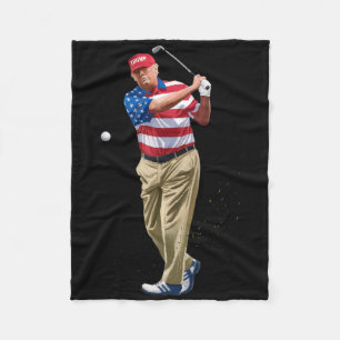 President Donald Trump 2025 Us American Flag Golf  Fleece Blanket