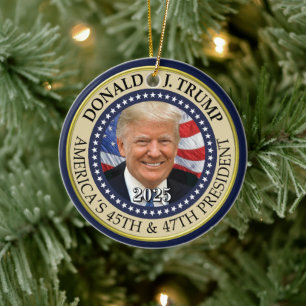 President Donald Trump 47th President 2024 Photo Ceramic Ornament