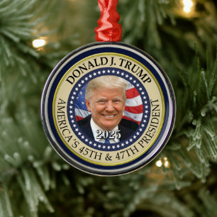 President Donald Trump 47th President 2024 Photo Metal Ornament