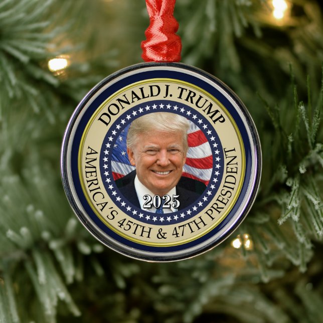 President Donald Trump 47th President 2024 Photo Metal Ornament (Tree)
