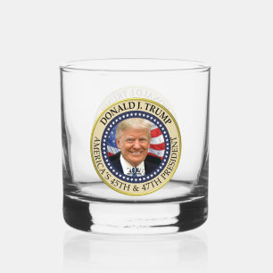 President Donald Trump 47th President 2024 Photo Whiskey Glass