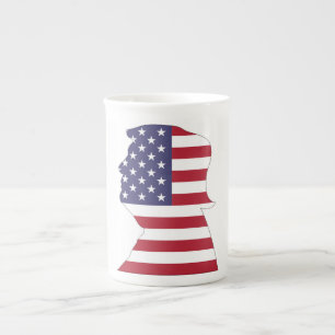 PRESIDENT DONALD TRUMP AMERICAN FLAG BONE CHINA MUG