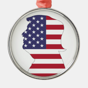 PRESIDENT DONALD TRUMP AMERICAN FLAG METAL TREE DECORATION