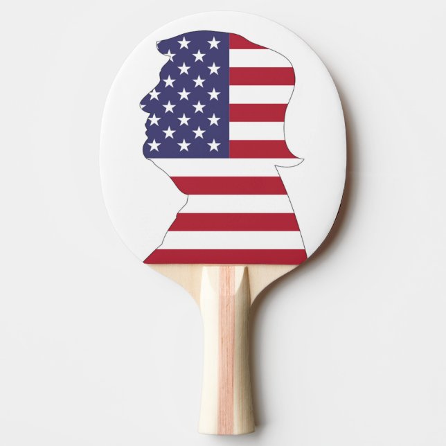 PRESIDENT DONALD TRUMP AMERICAN FLAG PING PONG PADDLE (Front)