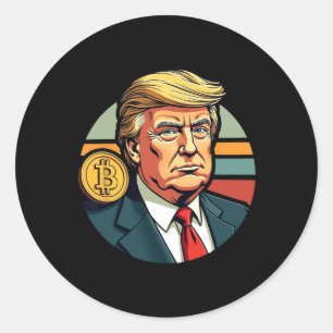 President Donald Trump Bitcoin Dogecoin Crypto Ret Classic Round Sticker