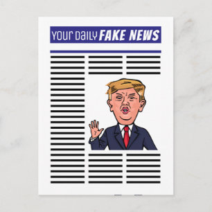 President Donald Trump Fake News Funny Cartoon Postcard