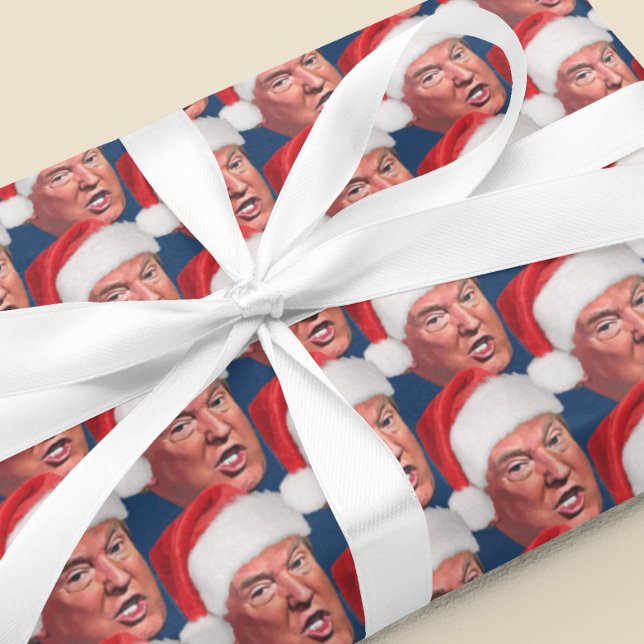President Donald Trump Fun Kitsch Christmas Wrapping Paper Sheet (donald trump wrapping paper)