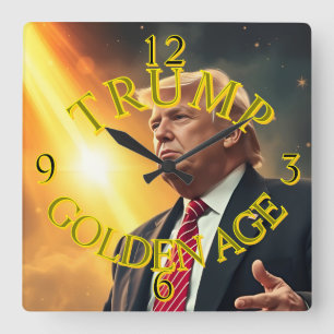 PRESIDENT DONALD TRUMP GOLDEN AGE SQUARE WALL CLOCK