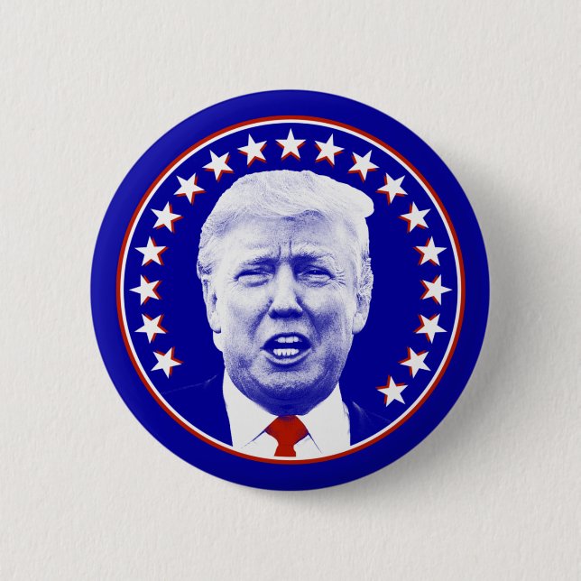 President Donald Trump in Blue 6 Cm Round Badge (Front)