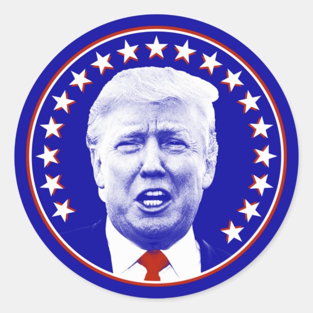 President Donald Trump in Blue Classic Round Sticker (Front)