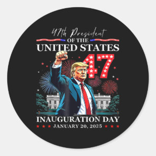 President Donald Trump Inauguration Day 2025 47th Classic Round Sticker