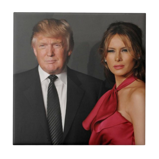 PRESIDENT DONALD TRUMP & MELANIA CERAMIC TILE (Front)