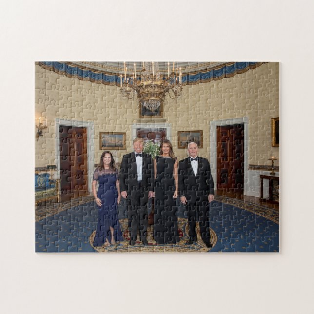 President Donald Trump Melania Pence Christmas Jigsaw Puzzle (Horizontal)