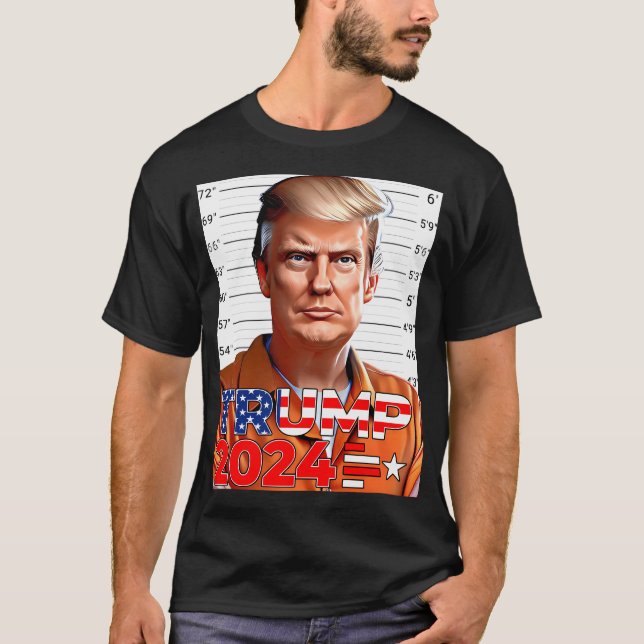 President Donald Trump Mugshot Photo Lock Him Up Y T-Shirt (Front)