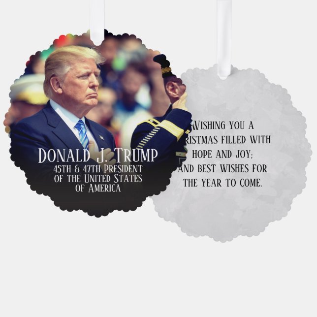 President Donald Trump Photo Keepsake Tree Decoration Card (Front/Back)