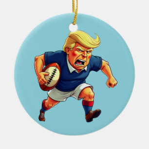 President Donald Trump plays rugby Ceramic Ornament
