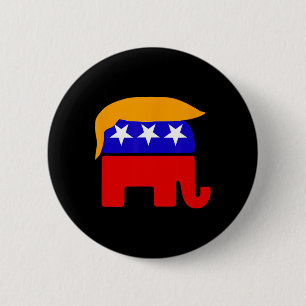 President Donald Trump Republican Elephant Hair 6 Cm Round Badge