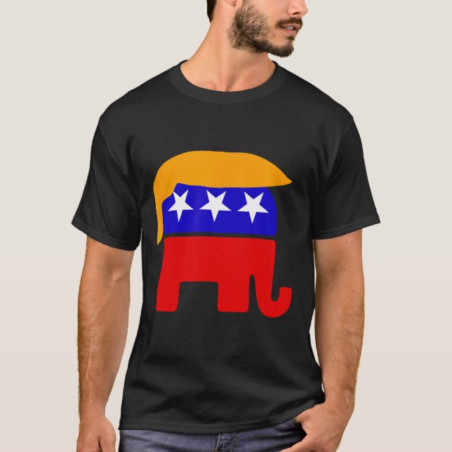 President Donald Trump Republican Elephant Hair  T-Shirt (Front)