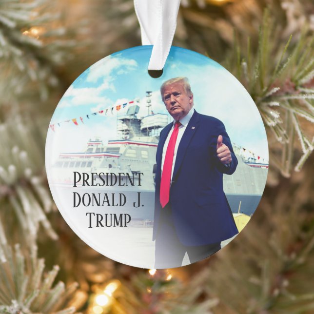 President Donald Trump Thumbs Up Naval Ship Ornament (Tree)