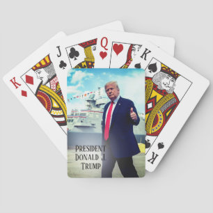 President Donald Trump Thumbs Up Naval Ship Playing Cards
