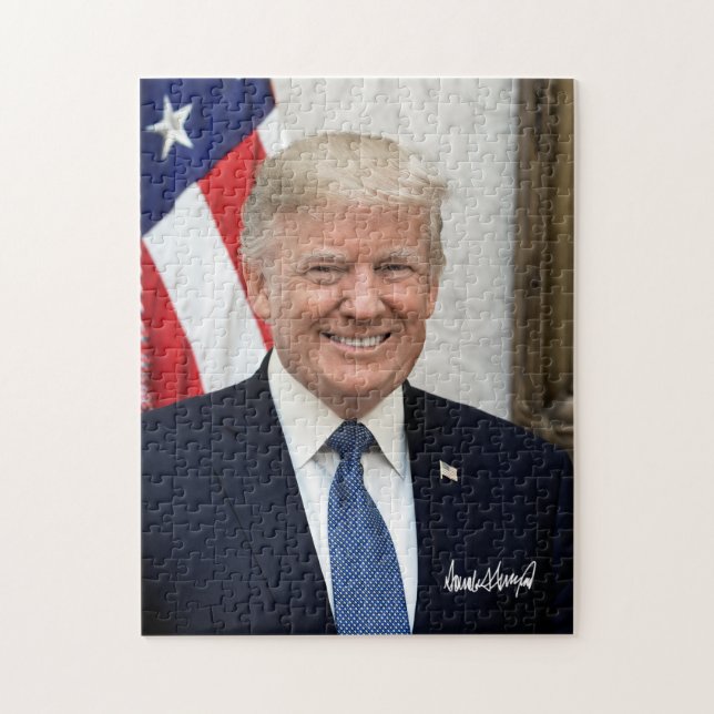 President Donald Trump With His Signature Jigsaw Puzzle (Vertical)