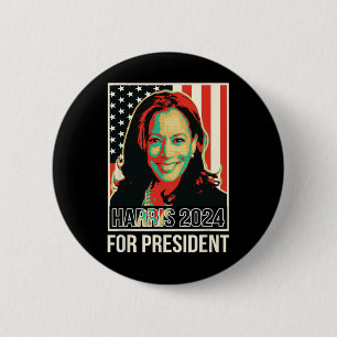 President Election Harris 2024 For President 6 Cm Round Badge