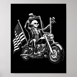 President Founding Father On A Motorcycle Usa Flag Poster