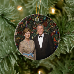 President George Bush, Laura Christmas White House Ceramic Ornament