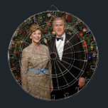 President George Bush, Laura Christmas White House Dartboard<br><div class="desc">George & Laura Bush Christmas White House Portrait. George W. Bush, America’s 43rd President (2001-2009), was transformed into a wartime President in the aftermath of the airborne terrorist attacks on September 11, 2001, facing the “greatest challenge of any President since Abraham Lincoln.” --- The airborne terrorist attacks on the World...</div>