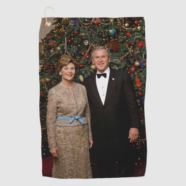 President George Bush, Laura Christmas White House Golf Towel (Front)