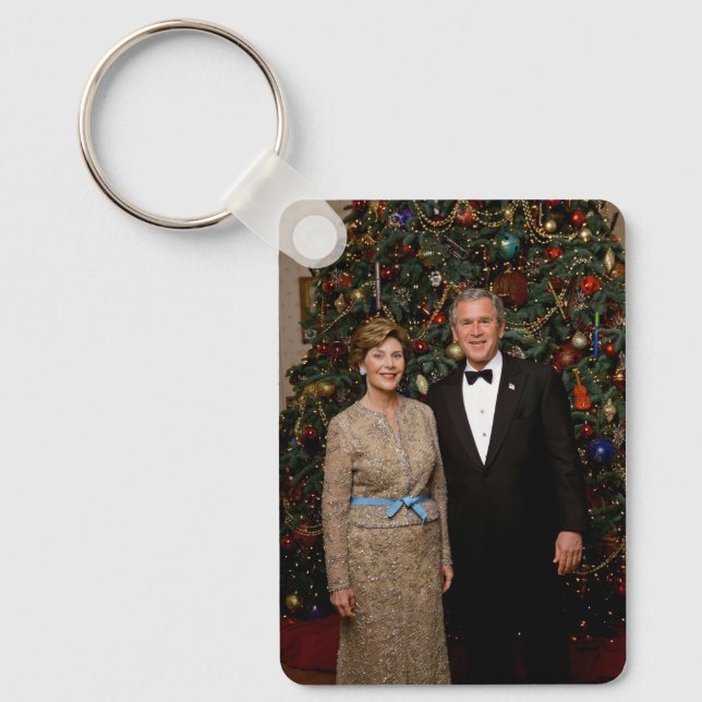 President George Bush, Laura Christmas White House Key Ring (Front)