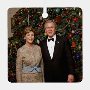 President George Bush, Laura Christmas White House Metal Tree Decoration