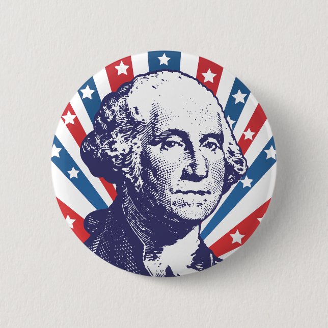 president George Washington 6 Cm Round Badge (Front)