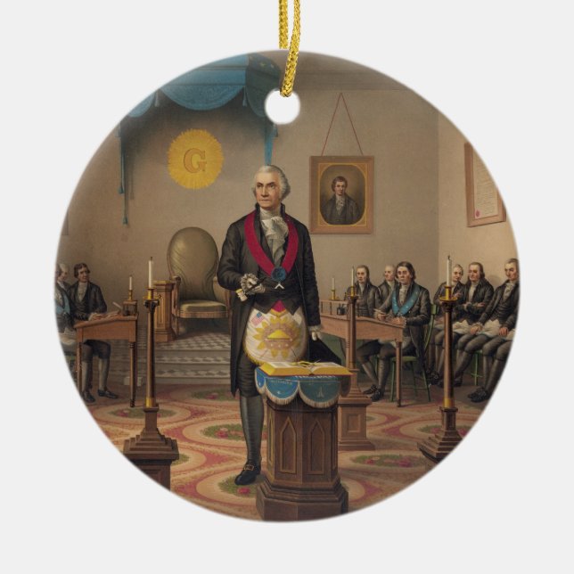 President George Washington as a Master Mason Ceramic Ornament (Front)