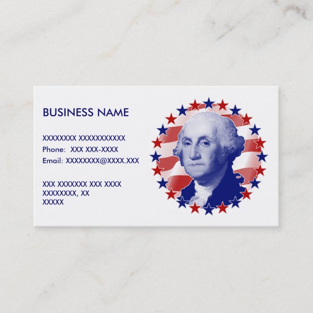 President George Washington Stars and Stripes Business Card (Front)