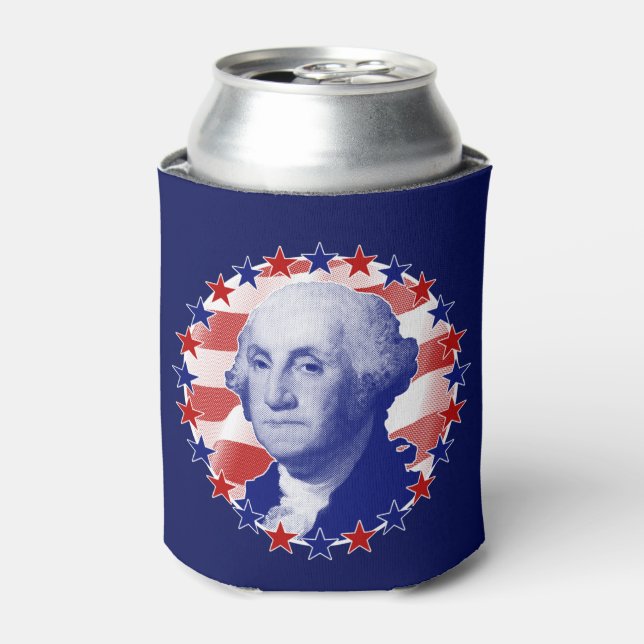 President George Washington Stars and Stripes Can Cooler (Can Front)