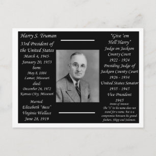 President Harry Truman Postcard
