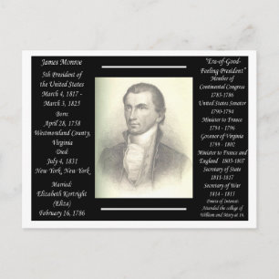 President James Monroe Postcard