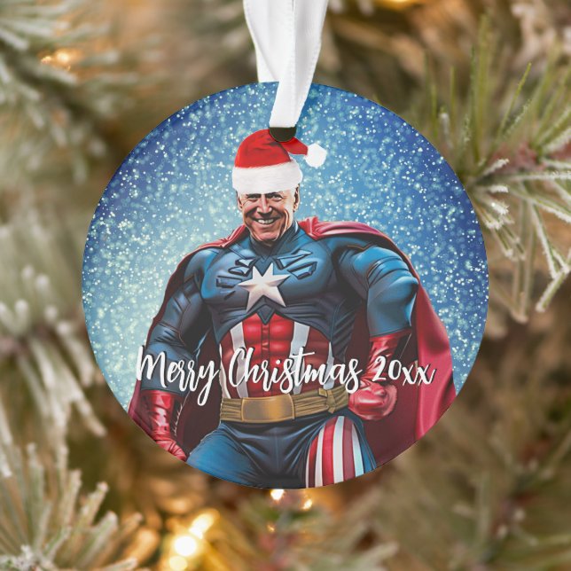 President Joe Biden and Santa Hat   Ornament (Tree)